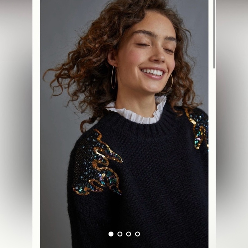 Scotch & Soda Crew Neck Jumper With Sequin Navy Size M